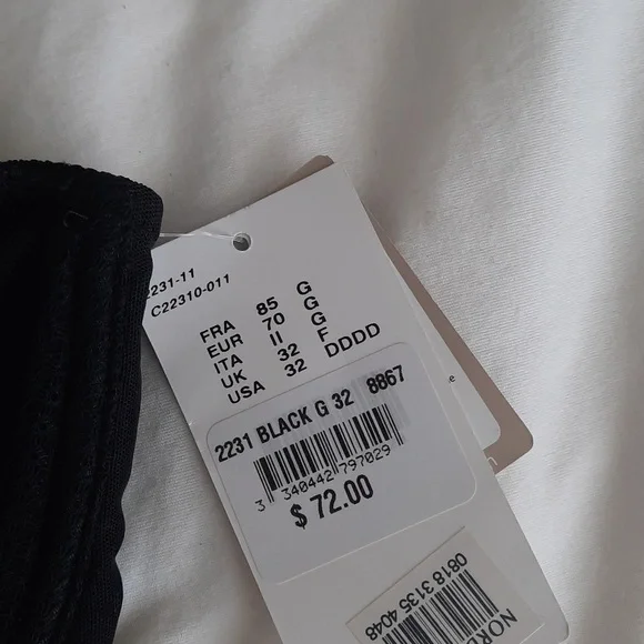 Chantelle underwire unlined black bra, 32G, NWT! - Picture 4 of 6